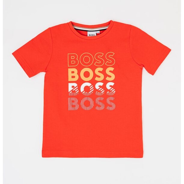 Памучна тениска с лого BOSS Kidswear