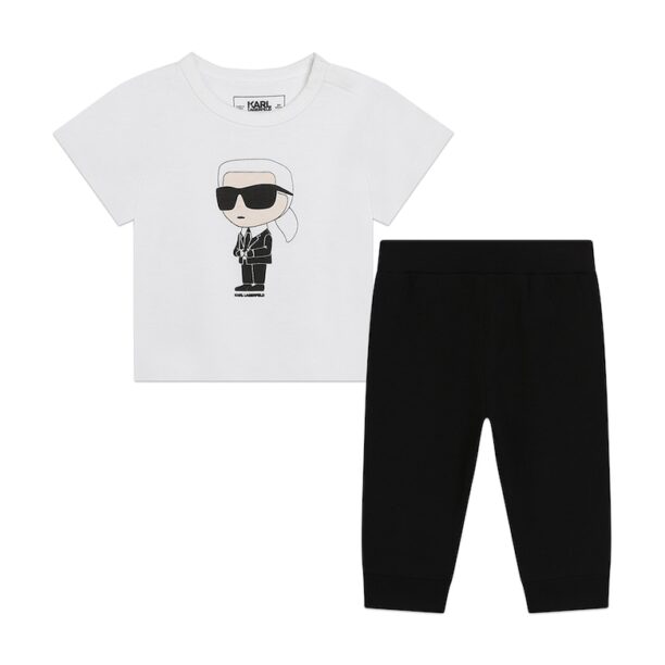 Памучна тениска с лого и клин KARL LAGERFELD KIDS