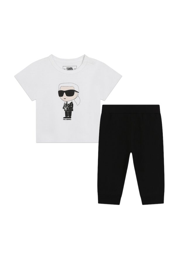 Памучна тениска с лого и клин KARL LAGERFELD KIDS