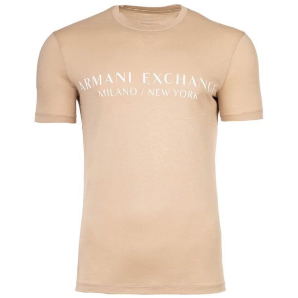 Памучна тениска с овално деколте и лого ARMANI EXCHANGE