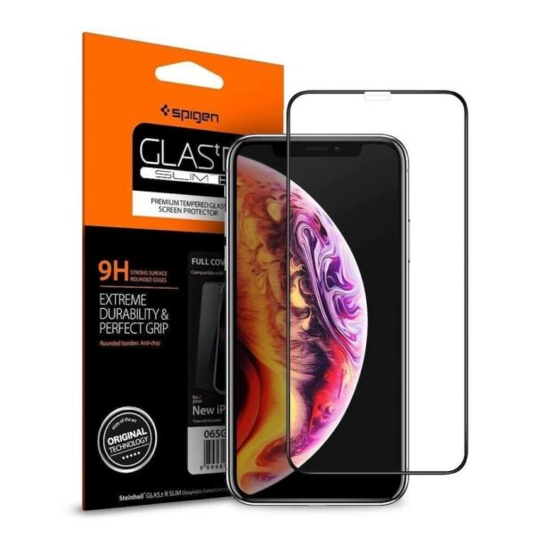 Протектор от закалено стъкло /Tempered Glass/ Spigen FC HD (063GL25234) за Apple iPhone 11 Pro/XS/X