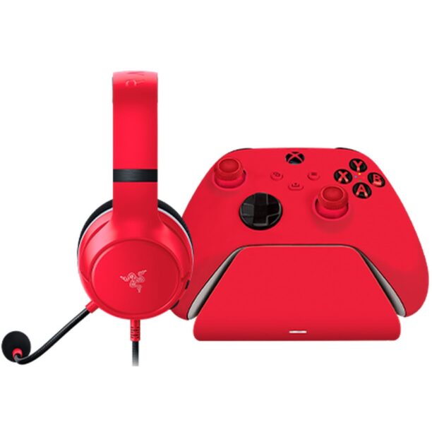 Слушалки в комплект със стойка за зареждане на контролер Razer Essential Duo Bundle for Xbox - Red (RZ82-03970200-B3M1)