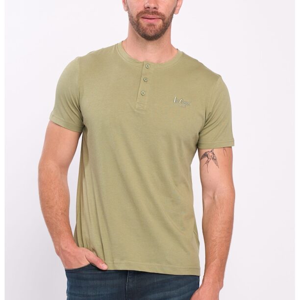 Тениска с деколте Henley и лого Lee Cooper