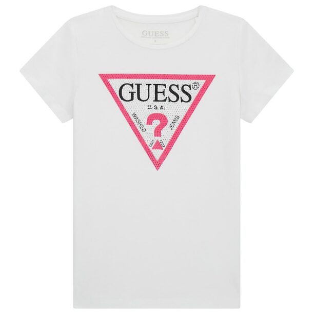 Тениска с лого и декоративни камъни GUESS