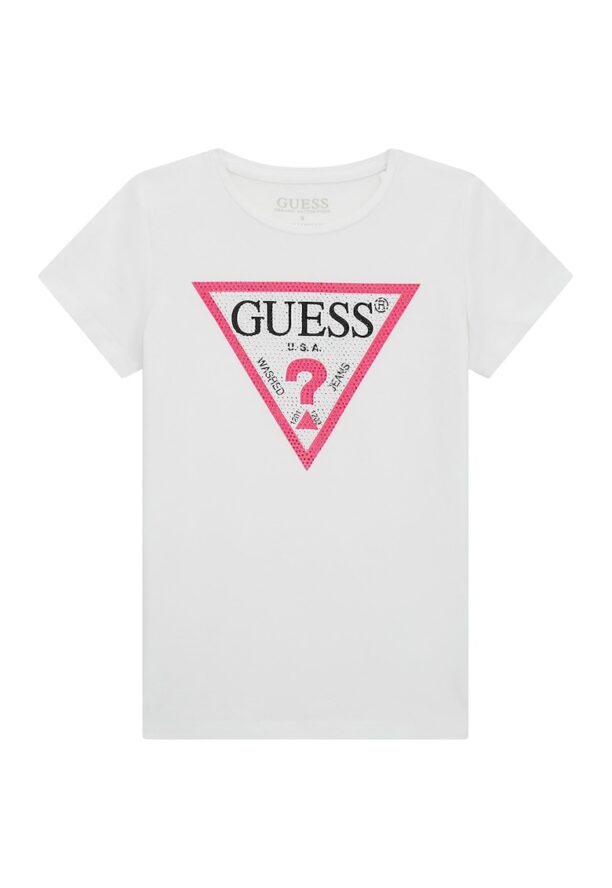 Тениска с лого и декоративни камъни GUESS