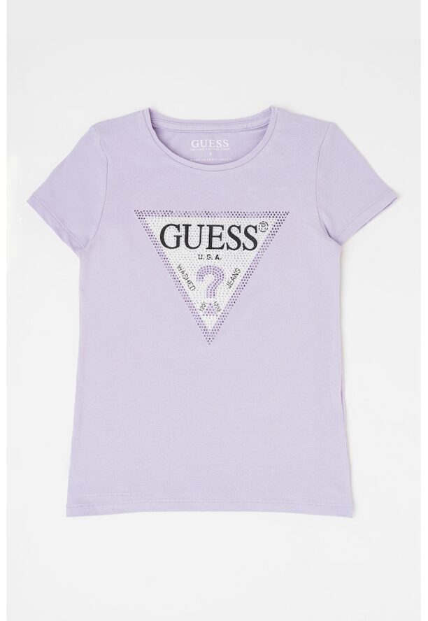 Тениска с лого и декоративни камъни GUESS