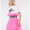 Тениска с модал и лого от пайети KARL LAGERFELD KIDS