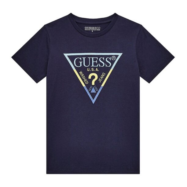 Тениска с овално деколте и бродирано лого GUESS