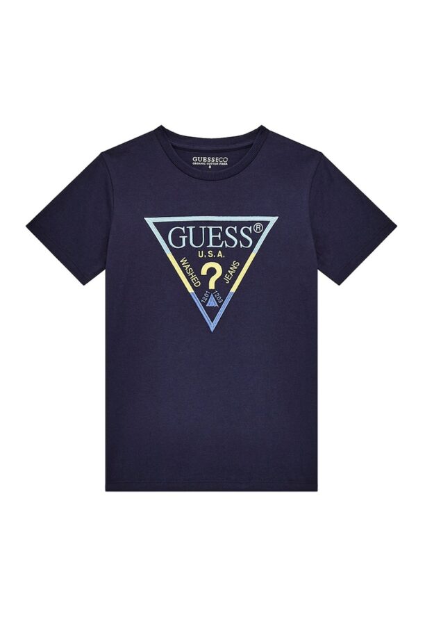 Тениска с овално деколте и бродирано лого GUESS