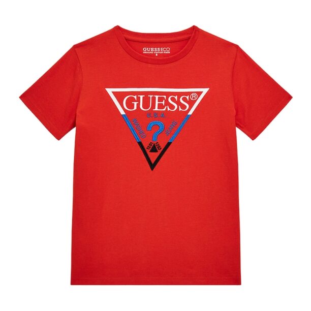 Тениска с овално деколте и бродирано лого GUESS