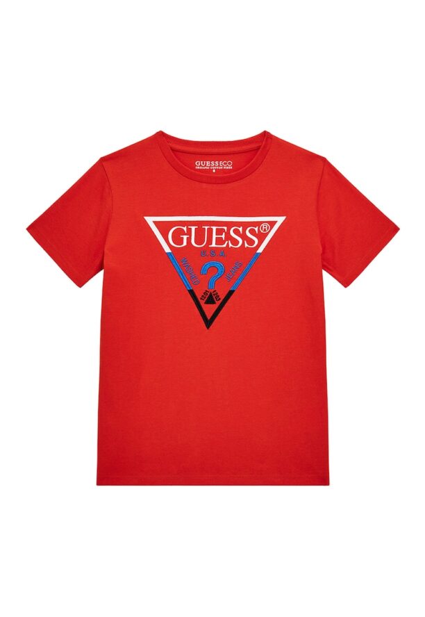 Тениска с овално деколте и бродирано лого GUESS