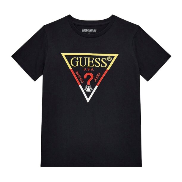 Тениска с овално деколте и бродирано лого GUESS