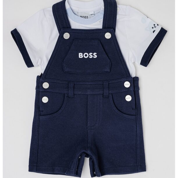 Тениска с овално деколте и гащеризон BOSS Kidswear