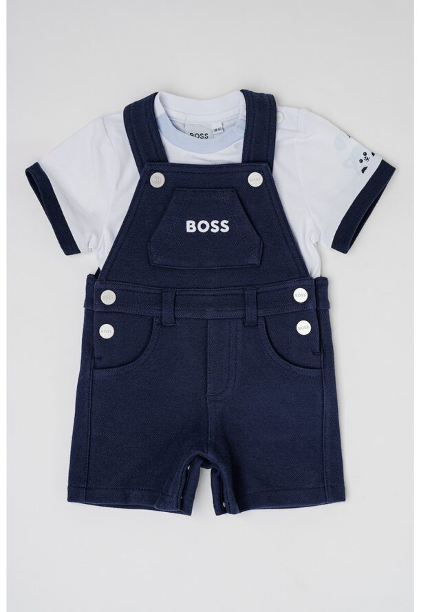 Тениска с овално деколте и гащеризон BOSS Kidswear