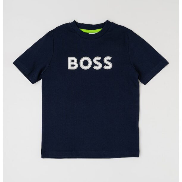 Тениска с овално деколте и лого BOSS Kidswear