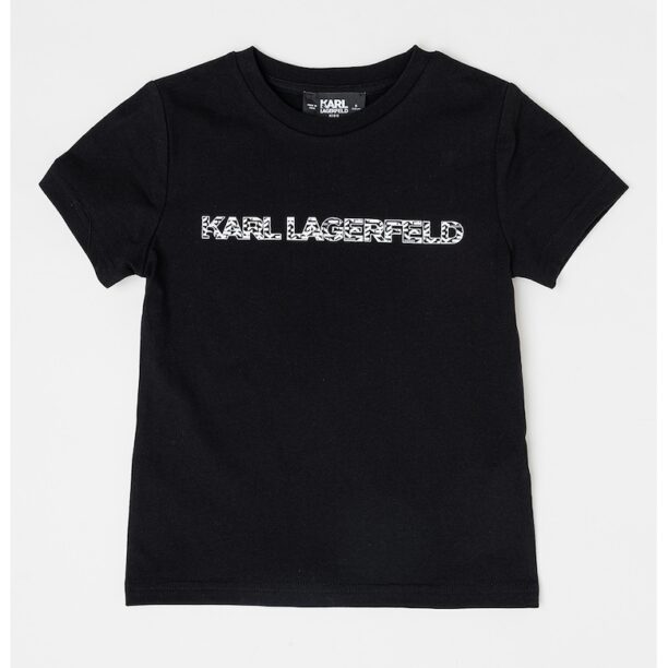 Тениска с овално деколте и лого KARL LAGERFELD KIDS