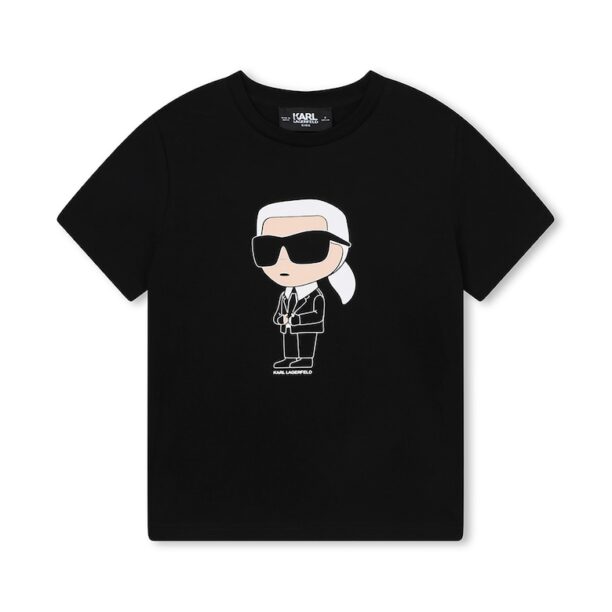 Тениска с овално деколте и лого KARL LAGERFELD KIDS