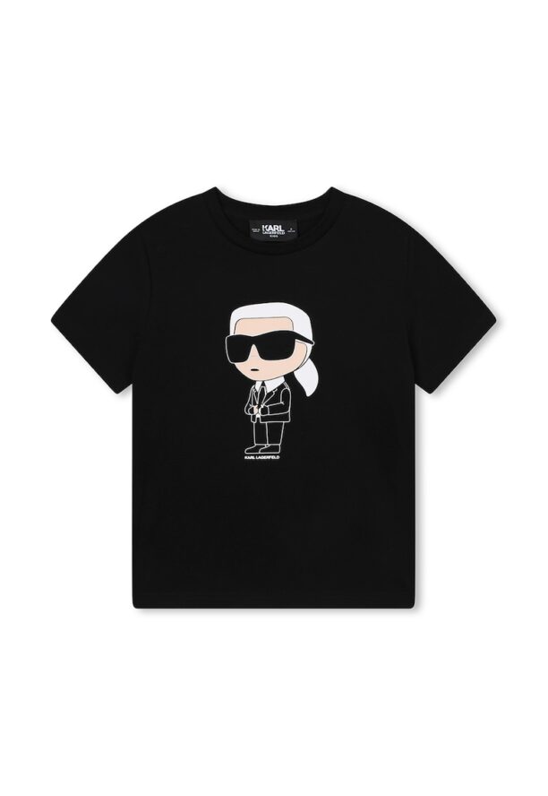 Тениска с овално деколте и лого KARL LAGERFELD KIDS