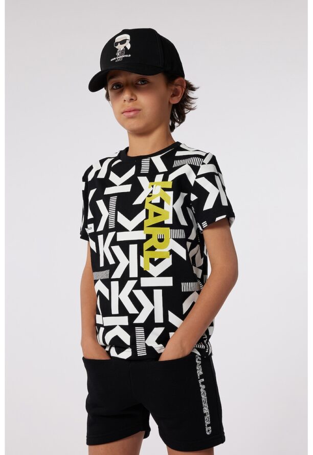 Тениска с овално деколте и лого KARL LAGERFELD KIDS