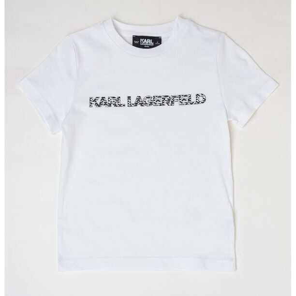 Тениска с овално деколте и лого KARL LAGERFELD KIDS