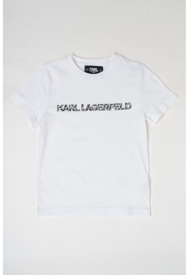 Тениска с овално деколте и лого KARL LAGERFELD KIDS