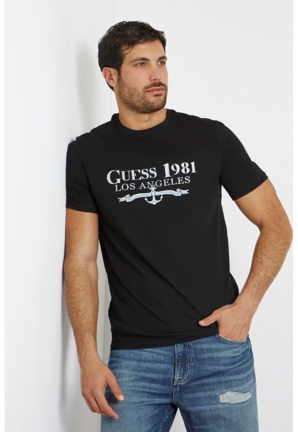 Тениска с овално деколте и шарка GUESS