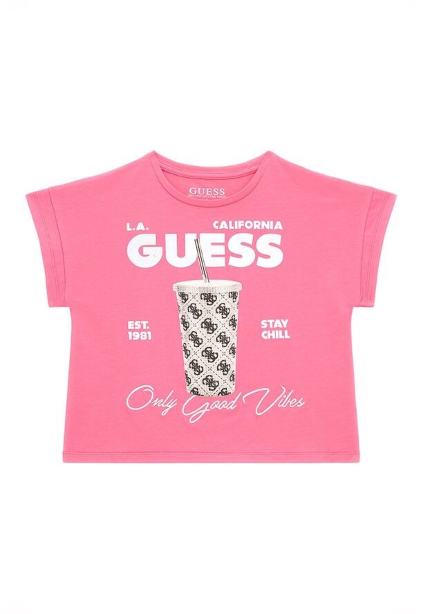 Тениска с органичен памук с лого GUESS