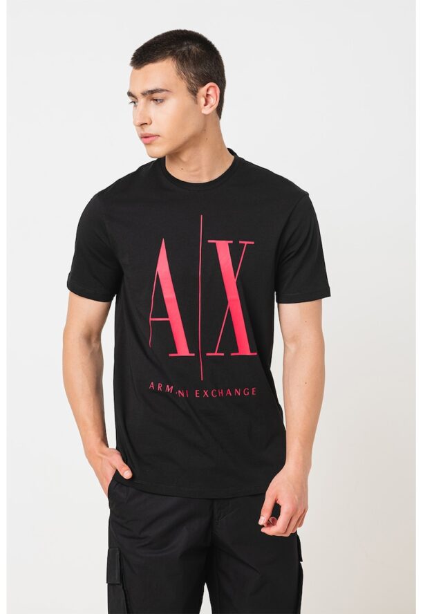 Тениска с уголемено лого ARMANI EXCHANGE