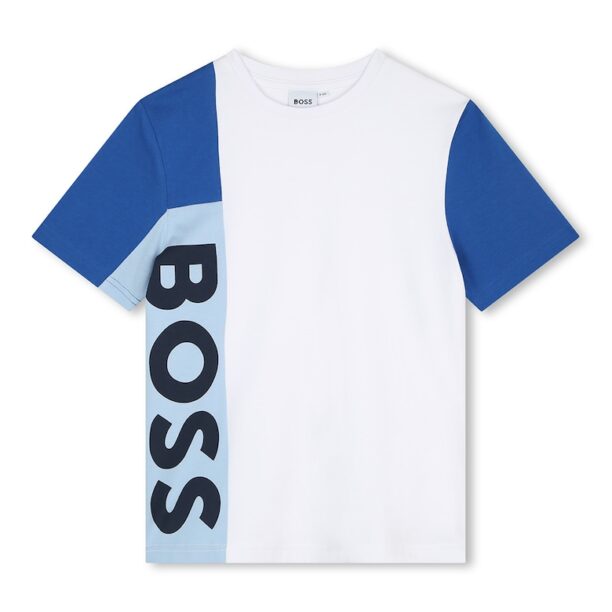 Тениска с цветен блок и лого BOSS Kidswear