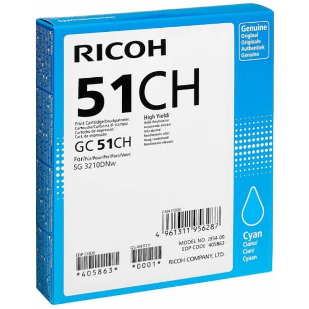 Тонер касета за Ricoh SG 3210 DNw - Cyan - 405863 - Ricoh GC51CH