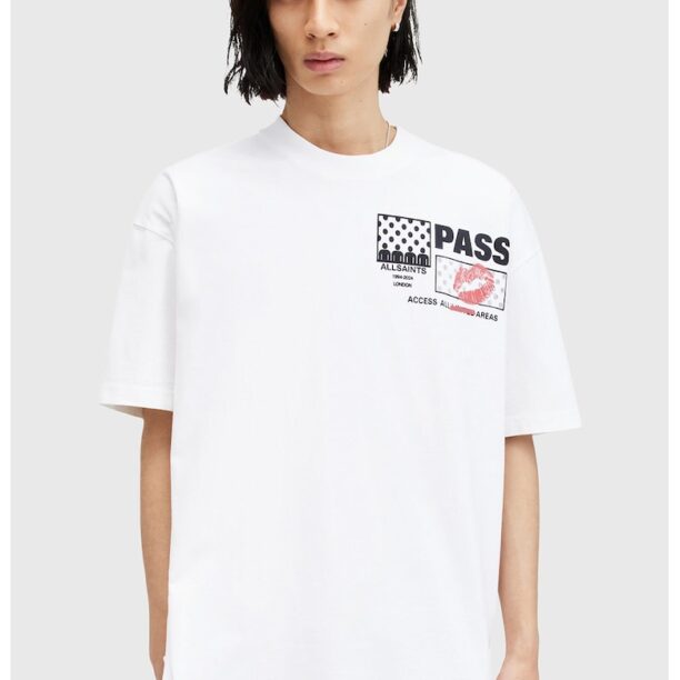 Уголемена тениска Pass с принт AllSaints