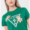 Фитнес тениска с флорални бродерии GUESS