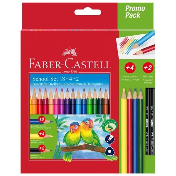 Цветни моливи Faber-Castell Triangular 18+4+2