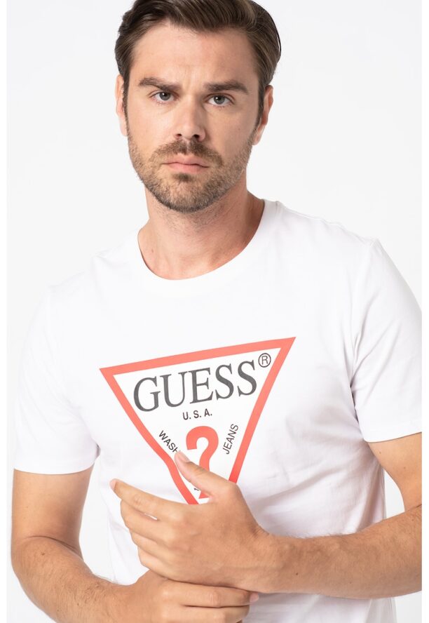 Тениска с овално деколте и лого GUESS