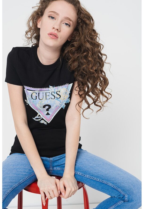 Тениска с овално деколте и лого GUESS