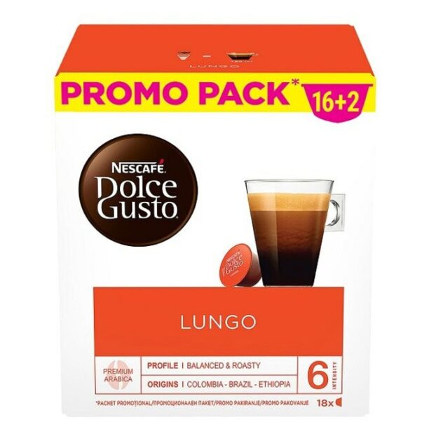 Кафе капсули Nescafe Dolce Gusto Lungo Promo Promo pack 16+2