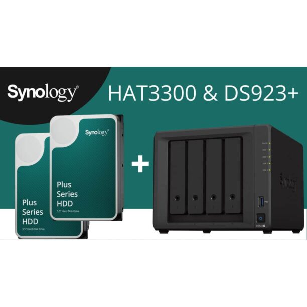 Мрежови диск (NAS) Synology DS923+ в комплект с 4 диска 4TB Synology HAT3300-4T