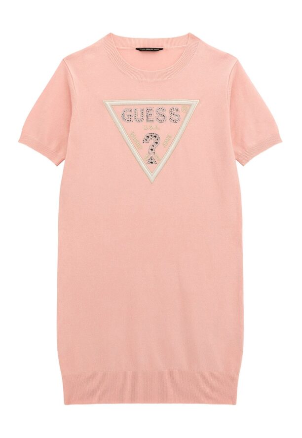 Рокля с къси ръкави и декоративни камъни GUESS