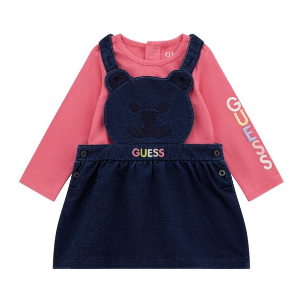 Блуза с бродерии и разкроен сукман с лого GUESS