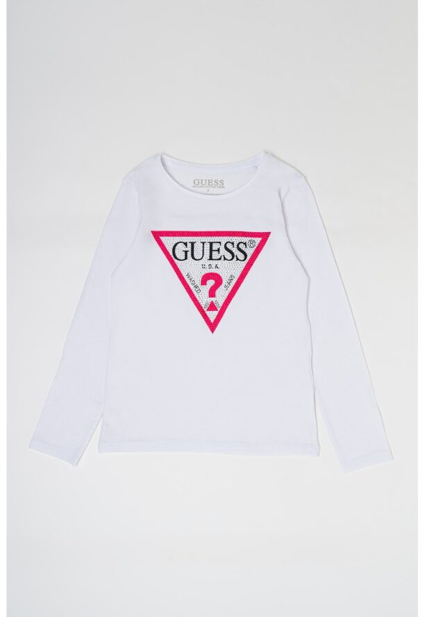 Блуза с декоративни камъни и лого GUESS