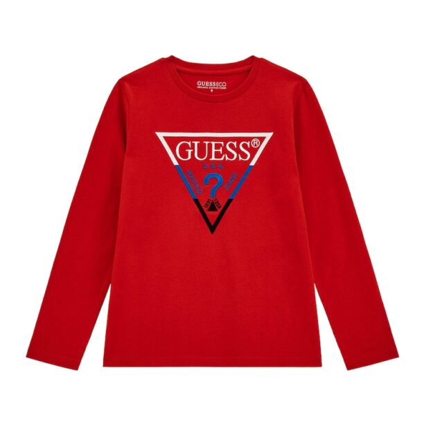 Блуза с овално деколте и бродирано лого GUESS