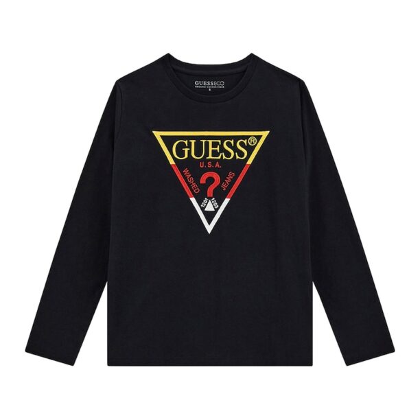 Блуза с овално деколте и бродирано лого GUESS