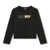 Блуза с овално деколте и лого DKNY