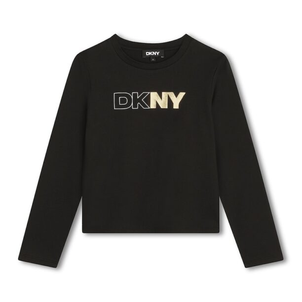 Блуза с овално деколте и лого DKNY