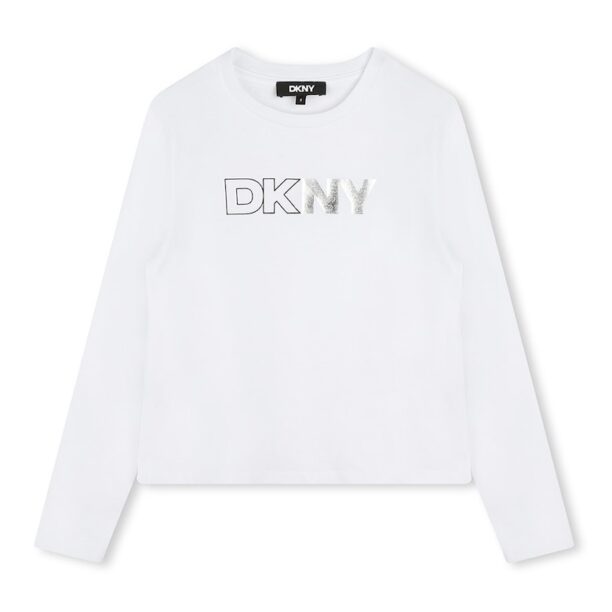 Блуза с овално деколте и лого DKNY