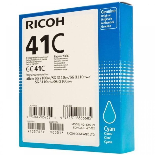 Касета ЗА RICOH SG 3100/3110/3120/7100/SG-K 3100 - Cyan - GC41C - P№ 405762 - Заб.: 2200k цена