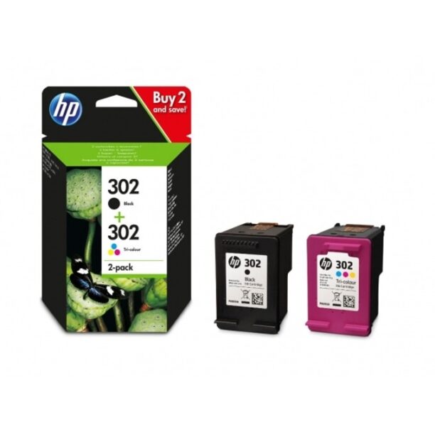 Касета за HP DeskJet 1110; HP OfficeJet 3830; 2130; 4520; - Black/Tri - 302 2 Pack - P№ X4D37AE - 165 брой копия цена