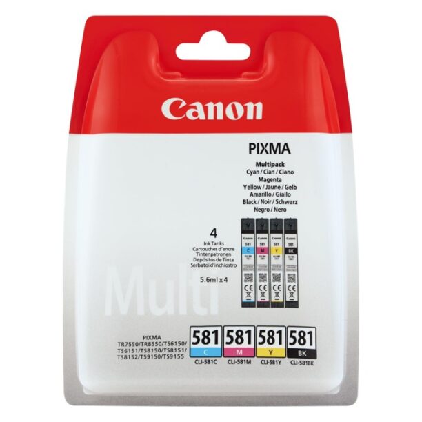 Касети за Canon PIXMA TS9155/TS9150/TS8150/TS8151/TS8152 - Cyan/Magenta/Yellow/Black - 2103C004AA - Canon CLI-581 Multi Pack