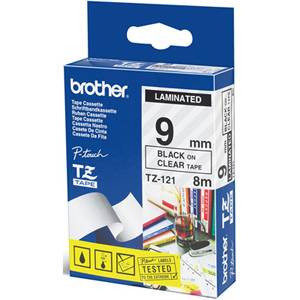 Ламинирана лента Brother TZ-121 Tape Black on Clear Laminated 9mm - Eco - TZE121