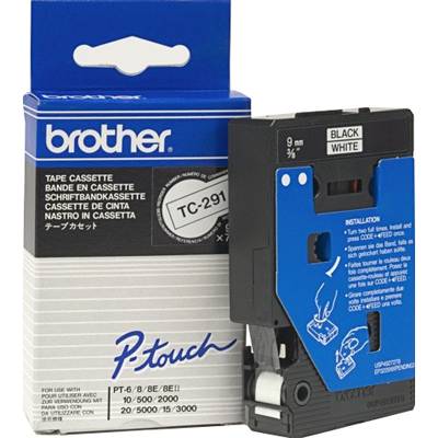 Лента Brother 9mm Black оn White Tape - TC291